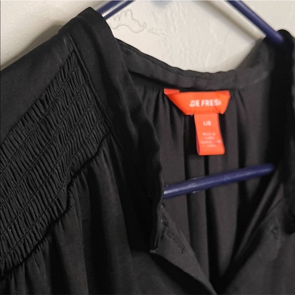 Joe Fresh Silk Blouse from NORDSTROM Ribbed Detail Long Sleeve BLACK LARGE NEW! - Picture 7 of 9